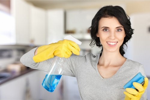 Kitchen cupboard and surface cleaning during a move in clean in Belsize Park